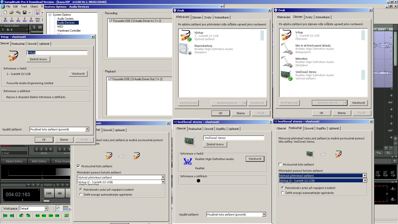 Možnosti zobrazení zvuk. zař.